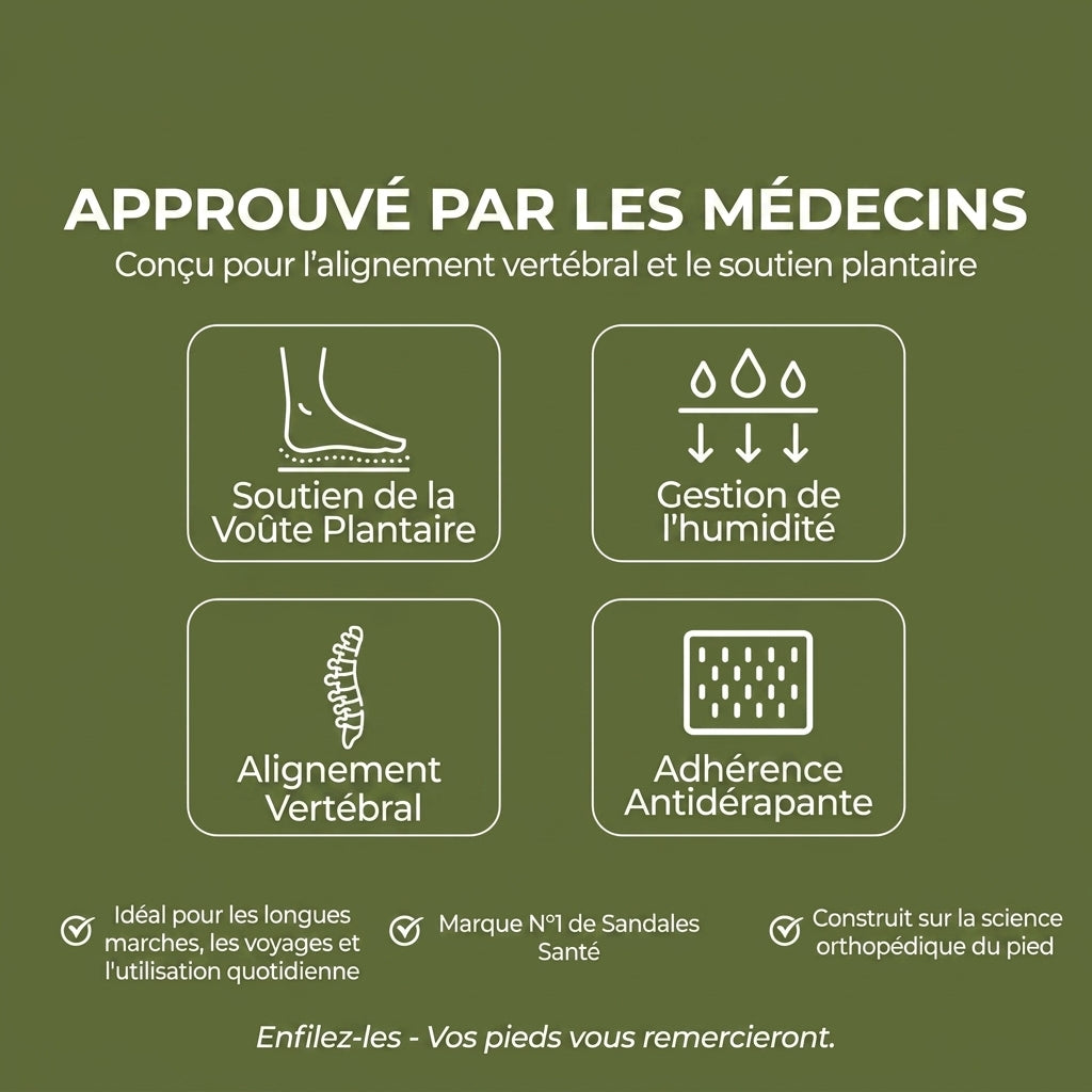 Sandales orthopédiques en liège Qorzan - Soutien de la voûte plantaire toute la journée