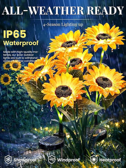 ⏳Time-Limited Special Price: 9.99!!⏰ Solar Sunflower Garden Stake Lights 🌻 | Waterproof 🌧️ | No Wiring💡