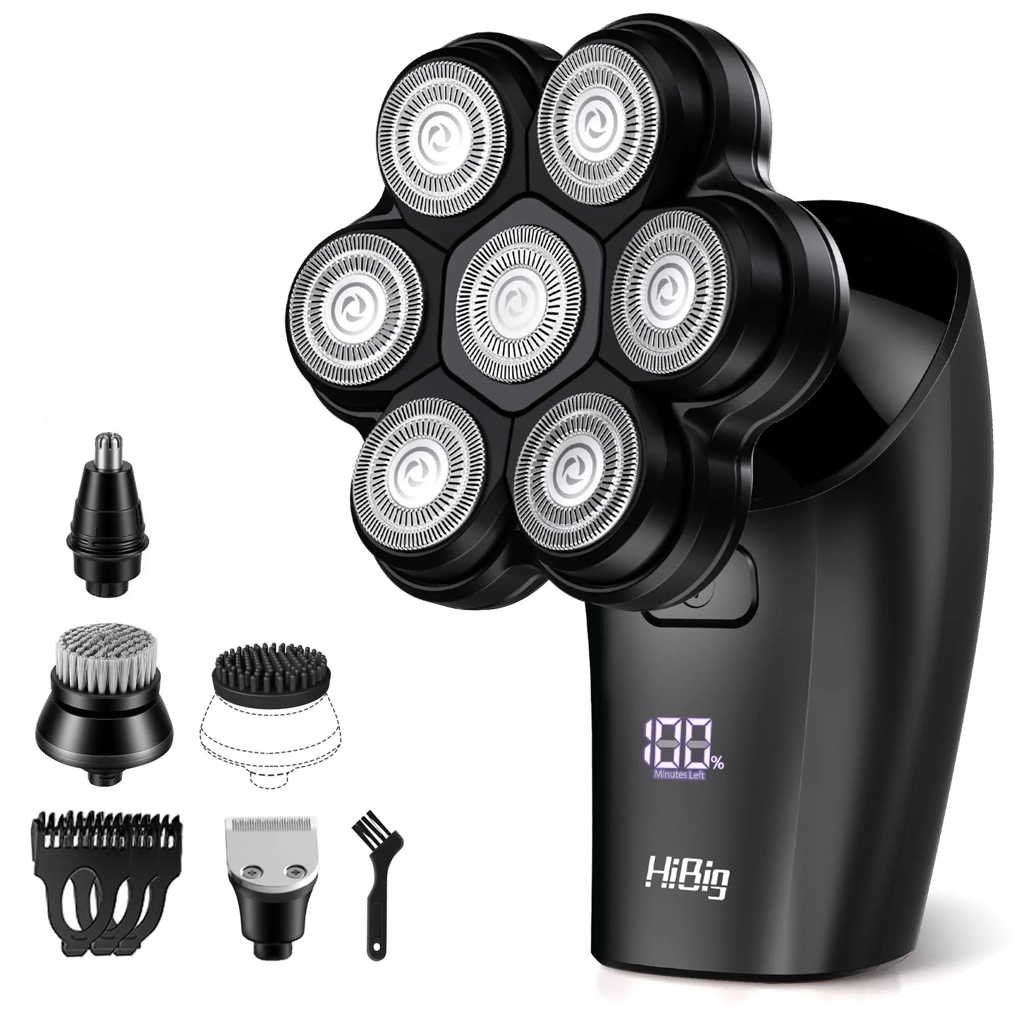 7D Electric Legs & Body Shaver for Women - 5-in-1 Lady Grooming Kit for Bald Head, Legs & Armpits, Waterproof Rechargeable Painless Razor, Cordless Shaver with Floating Heads, Ideal Gift for Her