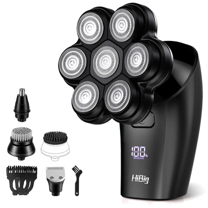 7D Electric Legs & Body Shaver for Women - 5-in-1 Lady Grooming Kit for Bald Head, Legs & Armpits, Waterproof Rechargeable Painless Razor, Cordless Shaver with Floating Heads, Ideal Gift for Her