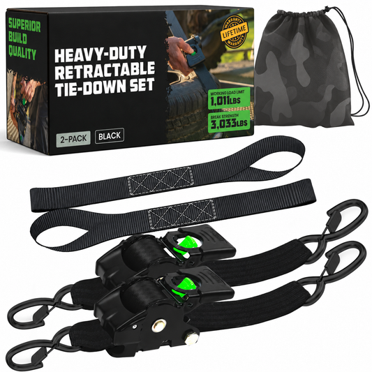 2" x 10' Retractable Ratchet Straps