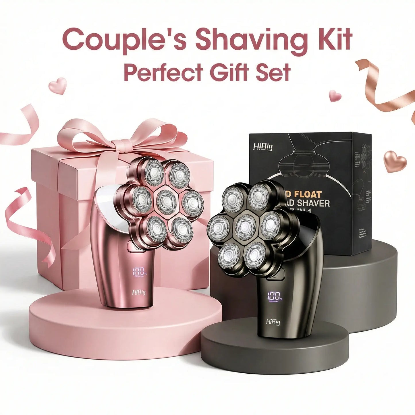 7D Electric Legs & Body Shaver for Women - 5-in-1 Lady Grooming Kit for Bald Head, Legs & Armpits, Waterproof Rechargeable Painless Razor, Cordless Shaver with Floating Heads, Ideal Gift for Her