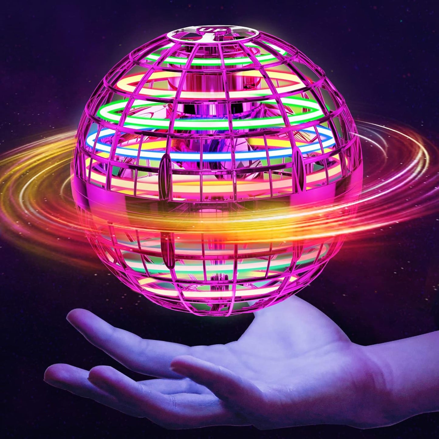 Purekin ‘Magical’ Flying Ball (2026 Upgraded) with Dazzling Lights, Magic Hover Spinner, Cool Boomerang Drone, Floating Cosmic Globe, Kids Toys Gifts for Boys Girls (Gets Kids Away From Screens And Brings Families Together)