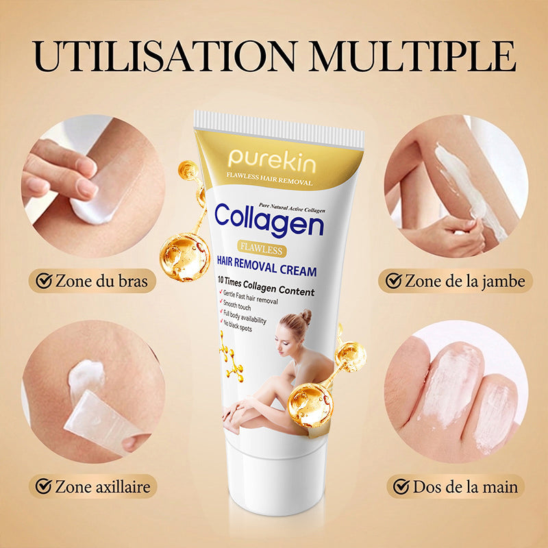 Crème dépilatoire douce au collagène Purekin
