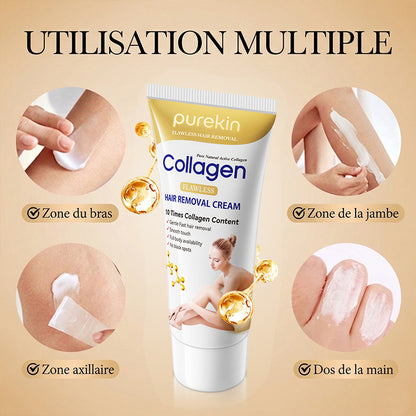 Crème dépilatoire douce au collagène Purekin