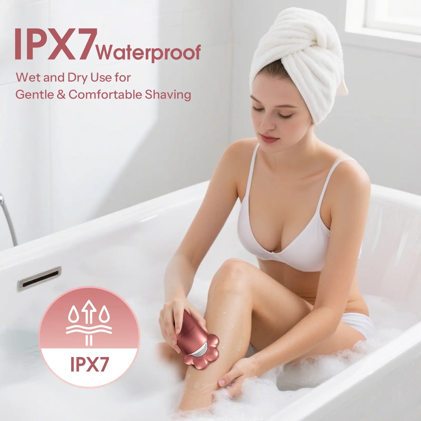 7D Electric Legs & Body Shaver for Women - 5-in-1 Lady Grooming Kit for Bald Head, Legs & Armpits, Waterproof Rechargeable Painless Razor, Cordless Shaver with Floating Heads, Ideal Gift for Her