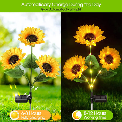 ⏳Time-Limited Special Price: 9.99!!⏰ Solar Sunflower Garden Stake Lights 🌻 | Waterproof 🌧️ | No Wiring💡